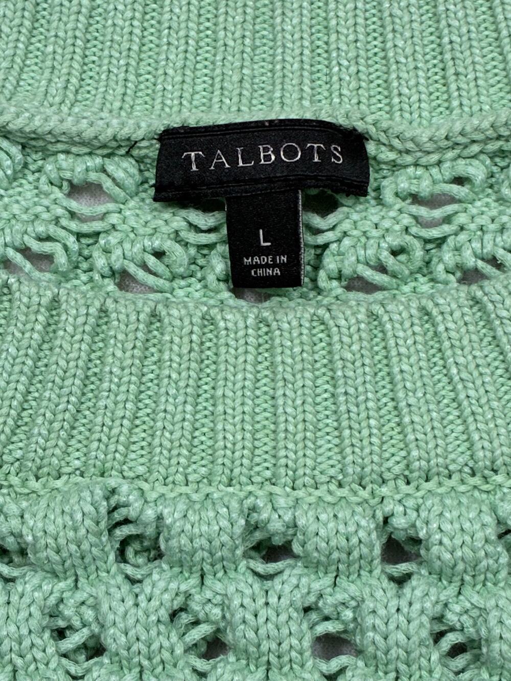 Talbots Mint Green Open Knit Pullover Sweater Size Large